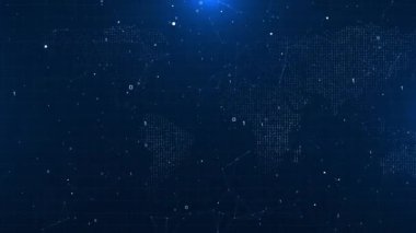 Dijital Teknoloji Dünya Haritası Ağ Veri Bağlantısı, Siber Güvenlik, Dünya çapında İş Dünyası Küresel Arkaplan Kavramı, Yapay Zeka Gezegeni Sanal Dünya. Bilim kurgu ağı 3.0, metaevren