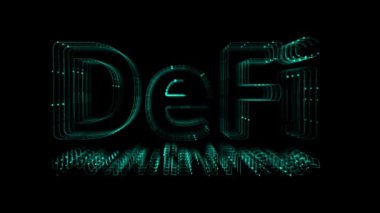 Defi 'nin dijital çizgi animasyonu - Merkezi Finans simgesi. Ademi merkeziyet kavramı. Finansal teknoloji, engelleme zinciri. Dijital cüzdan. ağ gelecekteki dijital para değişim arkaplanı.