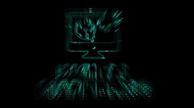 Dijital Pazarlama ikonunun dijital çizgi animasyonu. Çokgen çevrimiçi bilgilendirme kavramı, internet reklamı. Promosyon kampanyası