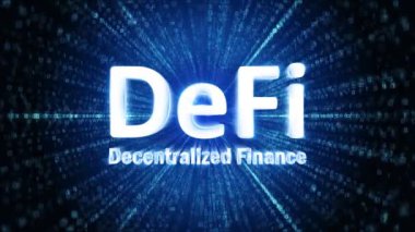 Defi - Yerel Finans Simgesi Dijital Siber Uzay Döngüsü Teknoloji Tünel Animasyonu. Ademi merkeziyet. Finansal teknoloji, engelleme zinciri. Dijital cüzdan.