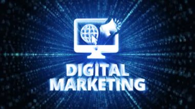 Dijital Pazarlama Simgesi Dijital Uzay Döngüsü Teknoloji Tünel Animasyonu. Etkili reklam envanterini satın almak için Otomatik Teklif Sürecini kullanan Yeni Pazarlama ve Reklam Çözümleri