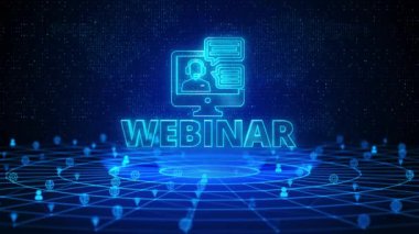 Webinar Metni Gelecek Dijital Teknoloji Ai Siber Alanı derin sosyal medyayı öğreniyor. Canlı, ücretsiz, video dersleri, internet yayını, canlı yayın, online öğretmen monitörde. video semineri öğrenmesi