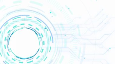 Gelecekçi HUD video dijital teknolojisi. 3D arayüz şablonu konsepti, hologram, bilim kurgu öğesi. Çerçeve yüksek teknoloji pleksus çizgileri arka plan. Nesnelerin interneti Sanal Gerçeklik Devresi 4k