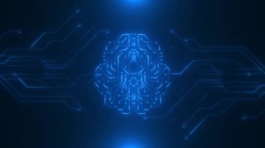 İnsan beyninin gelecekteki 3 boyutlu Hologramının Hologramı gelecekteki HUD anatomi bilgisinde akıyor. Beyin 3d kablo çerçevesi NPU Sinirsel İşlem Birimi Ai ve makine öğrenme. Teknoloji Küresel Tıp Bilimi Araştırması