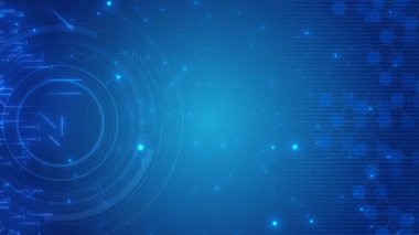 Gelecekçi HUD video dijital teknolojisi. 3D arayüz şablonu konsepti, hologram, bilim kurgu öğesi. Çerçeve yüksek teknoloji pleksus çizgileri arka plan. Nesnelerin interneti Sanal Gerçeklik Devresi 4k