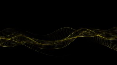 Nazikçe akan altın dalgalı çizgiler soyut arkaplan animasyonu. 3D 4K parlak altın parçacıkları ve düşen altın yıldızlar. Bu lüks, göz kamaştırıcı ödül töreni performans hareketi.