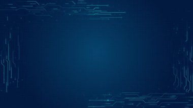 Yapay zeka makinesi mavi arka planı işleyen elektronik devre verilerini öğreniyor. Sanal ekran bağlantı teknolojisi, Ağ Elektronik. otomatik robot Dijital 3D yenilik