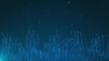 Devre Tahtası yüzeyinde ilerleyen fütüristik HUD Dijital Veri İşlemci 3 boyutlu arka planlar. Veri madenciliği Soyut Bilgisayar İşleme Verisi. yüksek teknoloji yapay zeka yapay zeka modern teknoloji siber yenilik