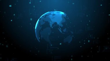 Küresel ağ bağlantısı kavramı. Dünya haritası Büyük veri görselleştirme. İnternet teknolojisi. İş için. - Bilim. Küresel sosyal ağ iletişimi küresel bilgisayar ağları. plexus geometrik siber uzayı