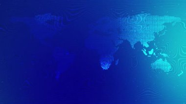 Hologram küreselleşmesindeki gelecekteki teknoloji küresi parlak HUD dairesiyle Fütürist bilimkurgu hologram Dünya küresi. Küresel ağlı modern dijital dünya haritası. Sanal dijital gezegen Dünya