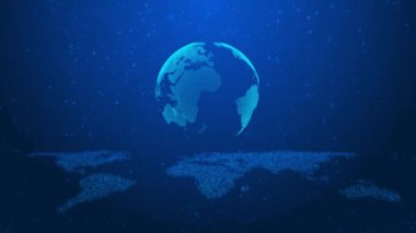 Siber Futuristik Dünya Ticaret Küresi 3D dünya ticaret haritası 5G akıllı derin teknoloji alanı AI büyük veri fintech web 3 engelleme şifreleme para interneti IOT. Hız çevrimiçi haber Dünya Güvenliği 4K