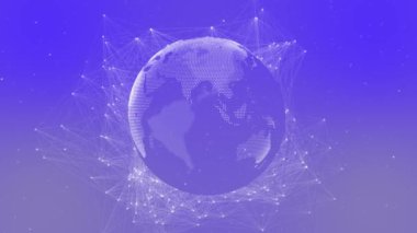 3D Siber Dijital Dünya, Fütürist Sanal Gerçeklik Animasyonu Planet Earth Global ağı veri noktalarını birbirine bağlar. bağlantı, internet, gelecek teknolojisi, bilim, mühendislik siber güvenliği