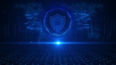 Güvenlik hologramı sanal gövde pin kalkan kilidi. Blockchain güvenlik kripto cüzdan kavramı arka plan finans veri gizlilik VPN servis koruması. Siber güvenlik dijital koruma asma kilit hologramı