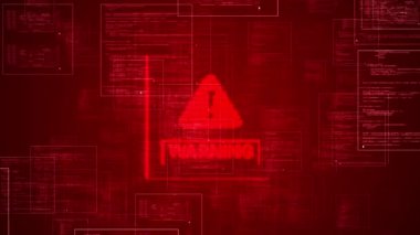 Uyarı sistemi alarm sistemi hata güvenliği hackleme alarmı. Siber Güvenlik Sistemi hackleme, bilgisayar uyarı mesajı saldırısı, siber güvenlik, kötü amaçlı yazılım, suç saldırısı. siber uzay 3D 4K