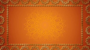 Lüks düğün çerçevesi arka plan animasyonu lüks düğün davetiyesi geleneksel İslami çerçeve Arap mandala. Çiçeksel klasik dekoratif element, Mandala çiçekli köşeli davetiye çerçeve canlandırması