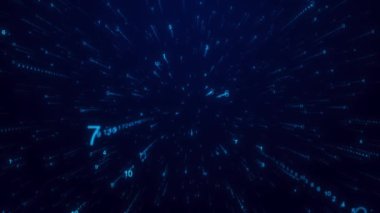 Siber uzay teknolojisi dijital ağ ikili matris kodu. Bilim anlayışı, iş geçmişi. hud arayüzü, veri kodu, şifre çözme, arka plan 3 boyutlu sanal alan 4K