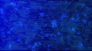 Yapay Zeka Mavi devre elektrik hattı tarzı. Web sitesi, sosyal medya, mobil uygulama için yapay zeka grafik tasarımı öğrenen dijital fütüristik makine. işlemci Quantum bilgisayarı, büyük veri işleme