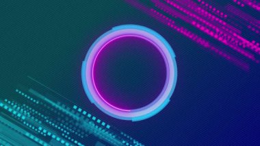 Gelecekçi HUD video dijital teknolojisi. Hud arayüz şablonu konsepti, hologram, bilim kurgu öğesi. Çerçeve yüksek teknoloji pleksus çizgileri arka plan. Nesnelerin interneti Sanal Gerçeklik Devre Panosu