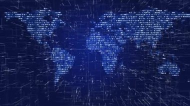 Küresel ağ iş bağlantısı. Yüksek teknoloji HUD Dünya haritasını ve çizgi kompozisyonunu daire içine alıyor. hologram, mavi, küreselleşme, büyüme ve teknoloji konsepti. Ai büyük veri bilimi, yenilik gelecek teknolojisi
