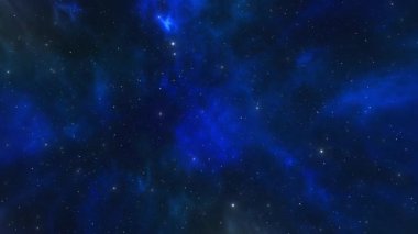 Soyut Fraktal Evren Döngü Arkaplanı, Nebula, Galaksiler büyük yıldız kümeleri ve galaksiler arasından evrenin uzak köşelerine uçar. Yıldızlar ve Bulutsu simülasyonu ile Uzay Galaksisi