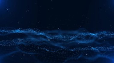 Ai Siber Büyük Veri Akımı Parçacıkları Bokeh. Hi Tech Dijital Sinir Ağı. Gelecekteki Yapay Zeka Makinesi Derin Öğrenme kavramı. Bilim Sunumu yenilikçiliği geometri dalga çizgisi boşluk 3D