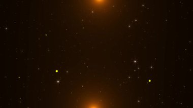 Güzel, altın, sihirli yıldız tozu parçacıkları parıldayan parıltıları izler. Parlak daire çerçeve katmanları. İzler yukarı akıyor. Sihirli yıldız tozu, Dijital Sanat, Ürün reklam festivalinin tanıtımı