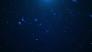 Global Network büyük veri tüneli 3d parlayan düğümler noktalarını birleştirdi. Veri akışı fütüristik Plexus bilim çokgen ağ teknolojisi iş sunumu yapay zeka Ai 4K