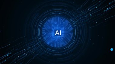 3d Futuristik Siber Teknoloji İnovasyon Arayüzü Beyin Yapay Zeka Kavramı, devre kartı Modern Derin Öğrenme Bilgisayar Dijital Soyut Geçmişi. yenilik, teknoloji, yapay zeka kavramları 4K için