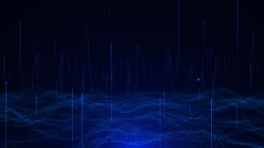 3 Boyutlu Siber Büyük Veri Akımı Parçacıkları Bokeh. Dijital Sinirsel Ağ. Yapay Zeka Bilimi Teknolojisi Sunumu kavramı. Makine Derinliği Öğrenme. Yenilik. teknik veriler, internet bağlantısı