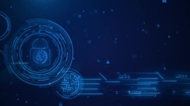 Siber güvenlik işi internet fütüristik geçmişi. Yüksek teknoloji iş sunumu. Büyük veri konsepti. Siber Güvenlik Global Ağ Teknolojisi, İş Kişisel Şifreleme Sanal Arayüzü