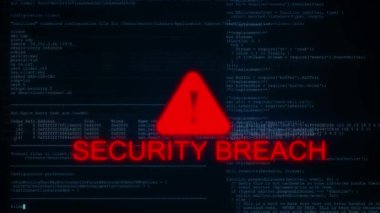 Bilgisayar ağına, Virüs 'e, casus yazılıma, kötü amaçlı yazılıma veya kötü niyetli yazılıma yapılan sistem hacklenmiş uyarı siber saldırısı. Siber güvenlik siber suçları. veri güvenliği şifrelemesi, ticari mali işlemleri korumak