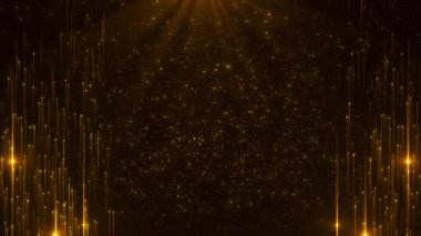 Altın Lüks Podyum Parıltısı Sahne Parıltısı animasyonu, spot ışıkları serisi. Tören arkaplanı için parçacık lüksü. Işıldayan parçacıklar. Zarif bir ödül töreni.