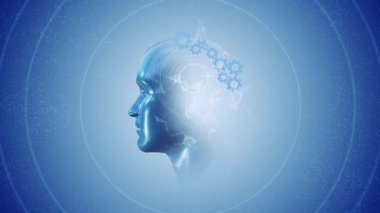 Siber insan beyni devre kartı, yapay zeka ve makine öğrenme teknolojisi kavramı. Büyük veriler ya da siber güvenlik. GPT konsepti. Dijital beyinli yapay zeka büyük verileri işler