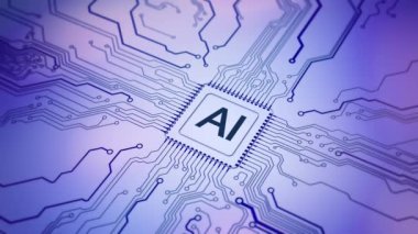 Dijital Yapay Zeka İşlemcisi Beyin Yapay Zeka Chatbot Konsepti AI Öğrenme Şirketi, modern teknoloji, internet ve ağ konsepti. Büyük veri işleme, ai ticareti, makine öğrenme 4K 3D