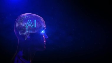 Ai yapay zeka konsepti ai robot insan. Gelecekteki işbirliğinin, teknolojik ilerlemenin, yeniliğin sembolü. Büyük veri makinesinin öğrenmesi ve siber zihin. Sohbet robotu Otomatik Operasyonlar 3D 4K