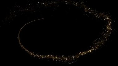 Altın parıldayan yıldız tozu Parçacıkları İzi parlak parçacıklar siyah zemin. Uzay Altın Uçan Parçacıkları. Parlayan Sihirli Işık. Fairy Kuyruk Parıltısı Parçacıkları Parıldayan Parçacık Ödülleri 4K 3D