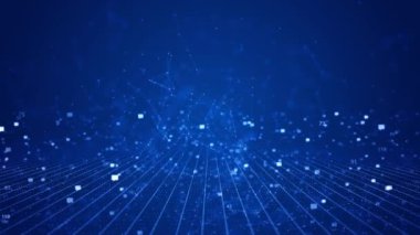Big Data Flow hareket çizgileri Blockchain ağ parçacıkları noktalar. Dijital arkaplan, dalga akışı. Plexus stream Teknoloji bağlantı sunumu. 3D yüksek hızlı internet bağlantısı, metaevren engelleme zinciri