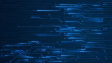 Fütürist devre kartı animasyonu. Elektronik Veri Akımı devre kartı parlayan animasyon. Yüksek teknoloji siber zeka. Görselleştirme Makinesi Öğrenme, Bilgisayar Teknolojisi, Bilim. 4k 3d