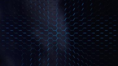 Geometrik dijital şekil bal peteği dokusu fütüristik yüzey konsepti altıgenleri. Siber, tekno siber bal peteği desenli. arka plan animasyonu. olay karavanı unvanı sinematik açılış teknolojisi
