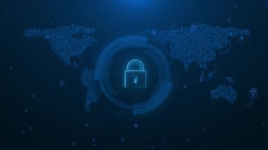 Siber koruma. Modern güvenlik dijital arka planı. Siber Güvenlik Veri Ticareti Gizlilik Konsepti. Veri güvenliği kişisel mahremiyet, veri koruması, siber güvenlik. Asma kilit anahtar deliği arkaplanı.