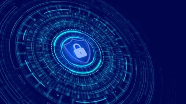 İnternet kişisel bilgi koruma ağı güvenlik geçmişi. Siber Güvenlik. Ağ Bulutu. Dijital Kilit Görünüyor Parçacıkları Noktalıyor Parçacıkları Koruma Siber Güvenlik İş Teknolojisi 3d 4k