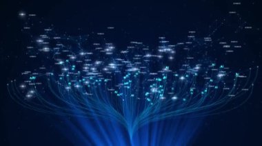 Büyüyen Sinirsel Ağ Bağlı Düğümler Bağlantıları. AI, Bilgisayar Algoritmaları, 3D 4K Yapay Zeka Dili Model Chatbot, teknoloji konsepti ai büyük beyin veri teknolojisi gelecekteki zihin