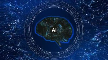 Devre dijital. Yapay Zeka, 3 boyutlu öğrenme makinesi yapay zekayı öğrenme, teknolojik dijital beyin konsepti, iş dünyası, modern teknoloji, internet ve ağ konsepti. AI teknolojisi