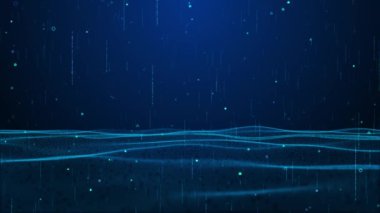 Bilimsel siber uzay teknolojisi arka planında bilim kurgu veri matrisi Şebeke siber yenilik otomasyon hattı sistemi animasyonu var. siber uzay 4K parçacıkları dijital veri ağı bağlantıları