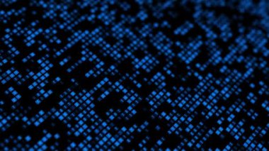 Veri çizgilerinin gelecekteki manzarası dijital piksel şebekesini işaret ediyor. 3D 4K perspektif şebekesi arka planı. data matrix dijital hat ızgara teknolojisi fütüristik HUD ekran