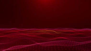 3D kablo, gelecekteki kırmızı teknoloji dijital siber uzay, HUD veri akışı, siber uzay matrisi veri matrisi, telemetri ve şifreleme numaraları. Bilim, teknoloji, iş dünyası, uzay şebekesi. manzara