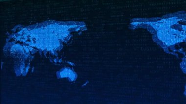 Küresel ağ iş bağlantısı. Yüksek teknoloji HUD Dünya haritasını ve çizgi kompozisyonunu daire içine alıyor. hologram, mavi, küreselleşme, büyüme ve teknoloji konsepti. Ai büyük veri bilimi, yenilik gelecek teknolojisi