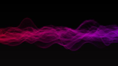 Dijital kablo çizgisi manzarasında geleceğe dönük uçuş, toz parçacığı soyut arkaplan. Kablolu sanal gerçekliğin üç boyutlu interneti yüzen dalgalar iş teknolojisi sunumlarını oluşturur