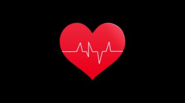 Kırmızı Kalp Sağlık ikonu siyah arka plana karşı, süslü sağlık, yaşam, canlılık. Bakım, sağlık ve tıbbi temalar, sağlık hizmeti kardiyolojisi ve sevgiyle ilgili sunumları çağrıştırıyor. tıbbi