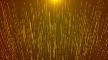 Güzel, altın, sihirli yıldız tozu parçacıkları parıldayan parıltıları izler. Parlak daire çerçeve katmanları. İzler yukarı akıyor. Sihirli yıldız tozu, Dijital Sanat, Ürün reklam festivalinin tanıtımı